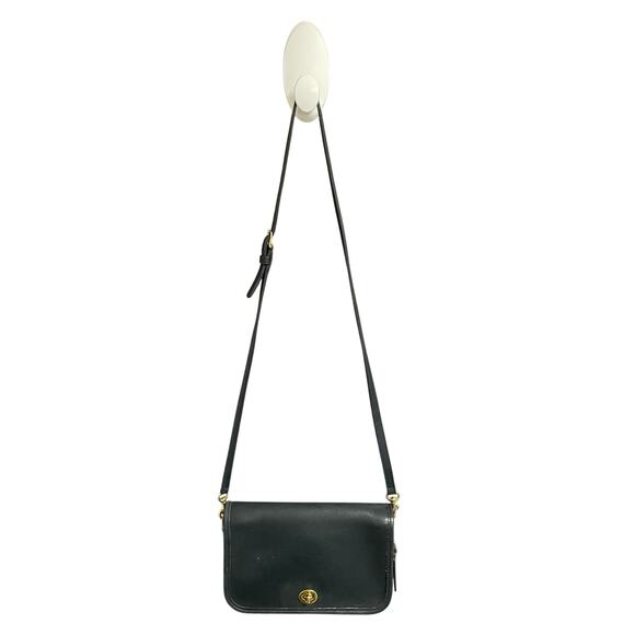 Vintage Coach 9755 Glove Tanned Leather Two Way Crossbody Bag Navy / Brass AS IS - Picture 3 of 10